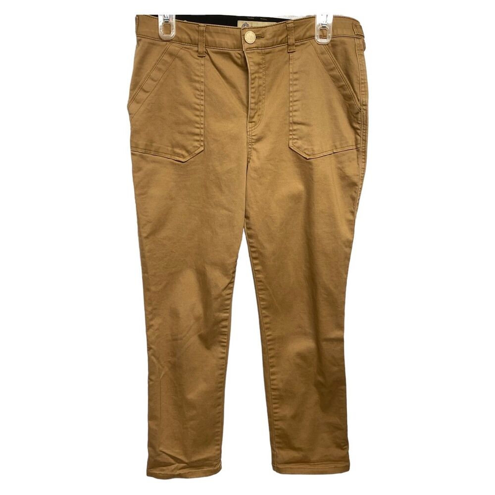 Democracy"Ab Technology" English Khaki Clay Cropped Cuffed Stretchy Pants Size 8
